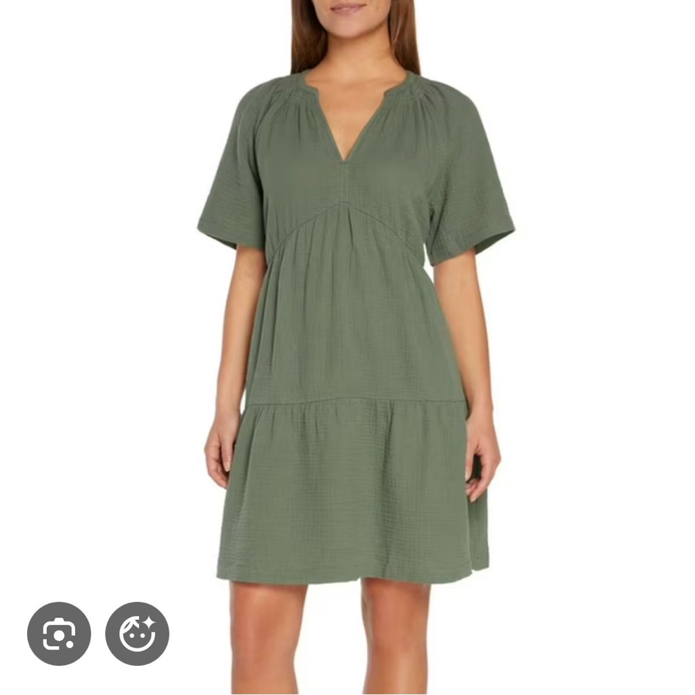 GAP Olive V-Neck Midi Dress